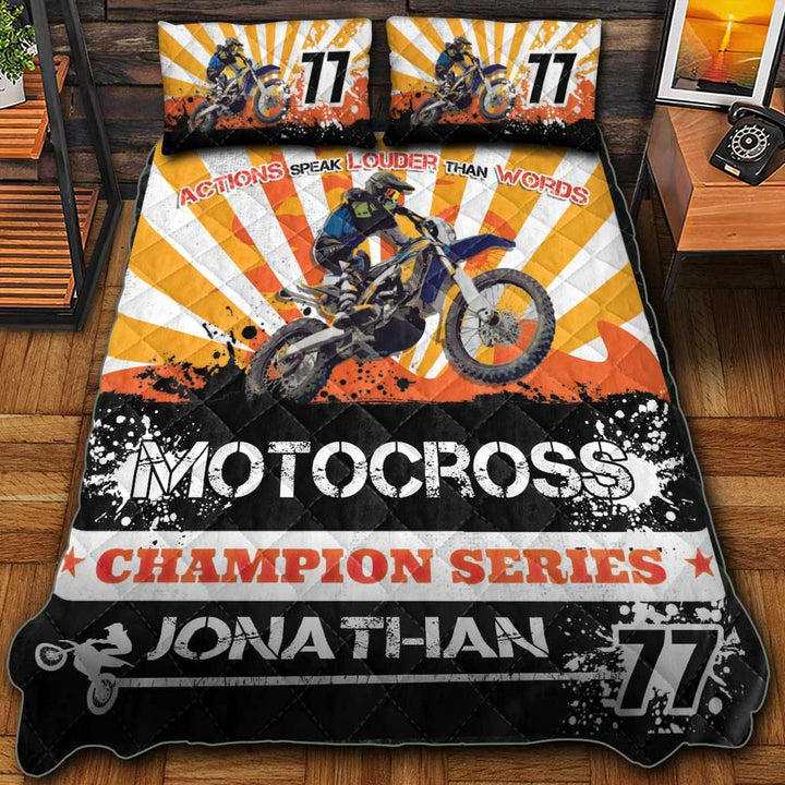 Motocross Racing Name & Number Personalized Quilt Bedding Set Dbq0821A03Dp - Unitrophy