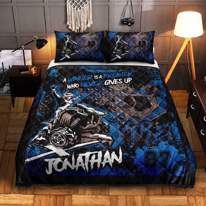 ATV Name Number Personalized Blue Quilt Bedding Set Thadp0705201 - Unitrophy