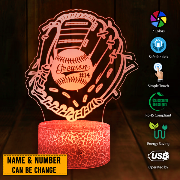 Personalized Baseball 3D Led Light with custom Name & Number, Sport Gifts For Son, Daughter NTB0324B01DP