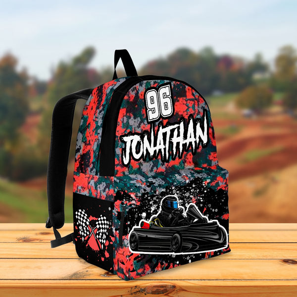 Kart Racing Name & Number Personalized Kids Backpack, Back To School Gift Ideas Thesa0817003