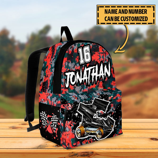 Mini Sprint Racing Name & Number Personalized Kids Backpack, Back To School Gift Ideas Thesa0817004