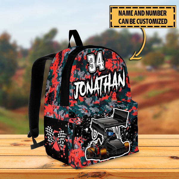 Outlaw Kart Racing Name & Number Personalized Kids Backpack, Back To School Gift Ideas Thesa0817005