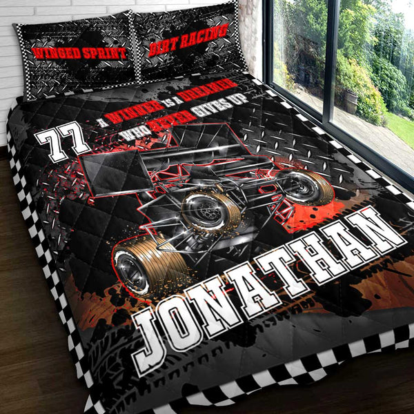 Dirt Track Racing Name & Number Personalized Quilt Thada0906205