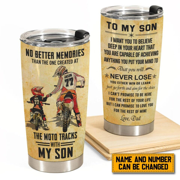 Personalized Motocross Tumbler with custom Name, Number & Appearance, Vintage Style, To My Son, Gifts For Daughter NTB0226B02SA