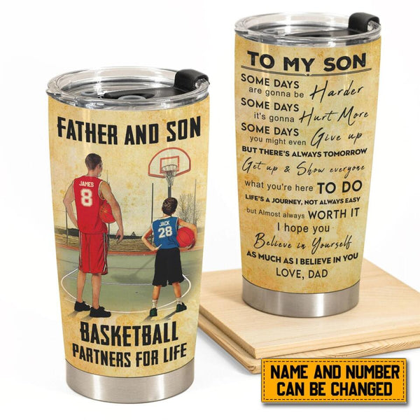 Personalized Basketball Tumbler with custom Name, Number, Appearance & Landscape, Vintage Style, To My Son, Gifts For Daughter NTB0301B03SA