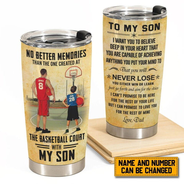 Personalized Basketball Tumbler with custom Name, Number, Appearance & Landscape, Vintage Style, To My Son, Gifts For Daughter NTB0301B02SA