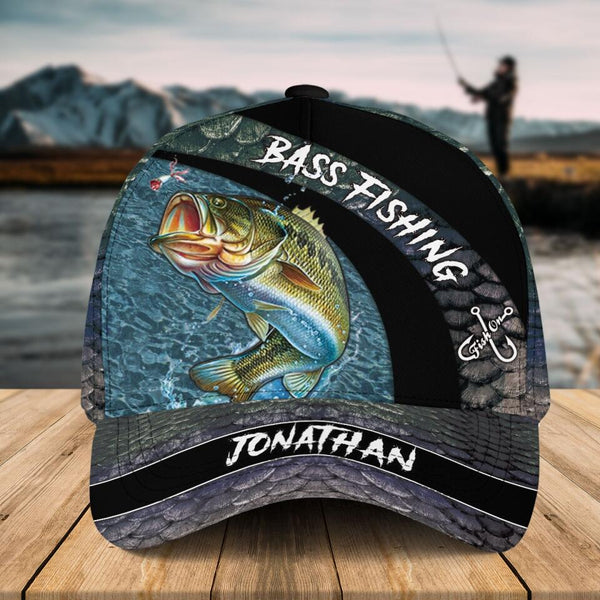 Personalized Bass Fishing Cap with custom Name, Fish Aholic NNH0210B02SA03