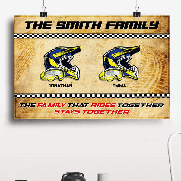 Motocross Racing Family, Dirt Bike Helmet And Goggles Name Personalized Poster, Canvas Ntb1221A02Dp