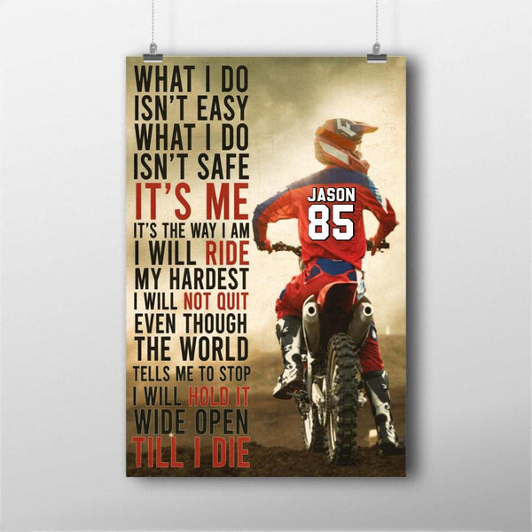 Custom Personalized Motocross Poster, Canvas with custom Name & Number, Vintage Style, Dirt Bike Gifts - NTB0126B02DP