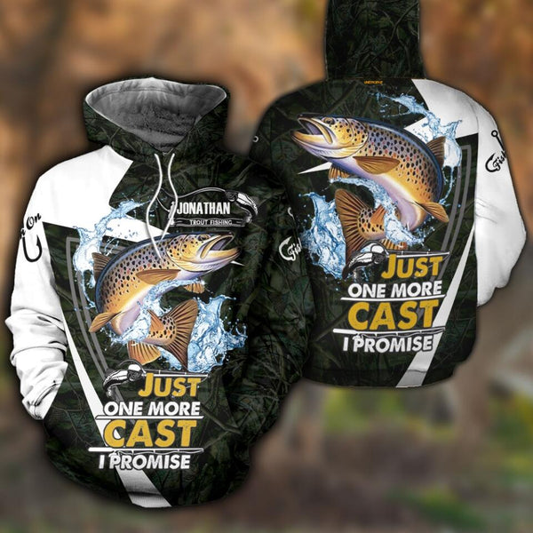 Custom Personalized Fishing All Over Print Apparel with custom Name, Trout Fishing, Just One More Cast I Promise NNH0126B01SA2