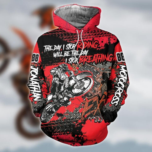 Motocross Racing Name & Number Custom Personalized All over print hoodie Set Red Dbq0913S06Vd