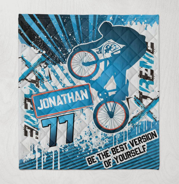BMX Freestyle Name & Number Custom Personalized Cyan Quilt Dbq0820A09Dp