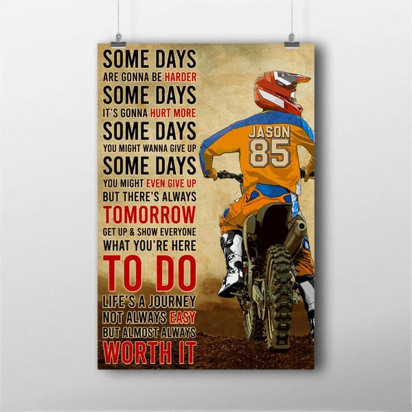 Custom Personalized Motocross Poster, Canvas with custom Name, Number & Appearance, Vintage Style, Dirt Bike Gifts NTB0211B01DP