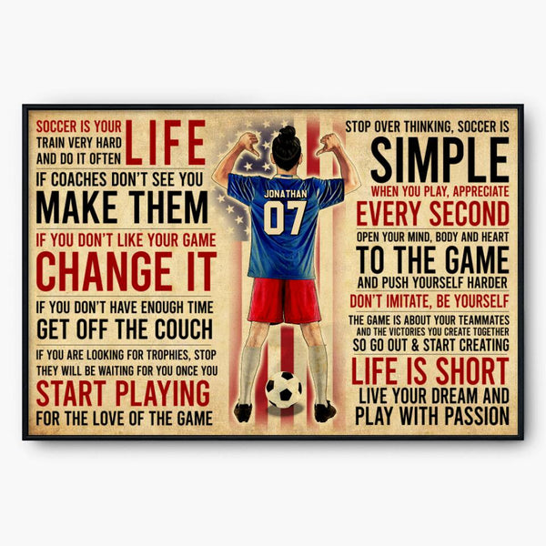 Custom Personalized Soccer Poster, Canvas with custom Name, Number, Appearance & Background, Vintage Style, Sport Gifts For Son NTB0422B01DP