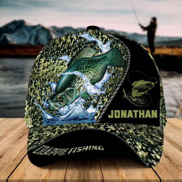 Personalized Crappie Fishing Cap with custom Name, Crappie Fishing With Camo Fish Scales 2 NNH0209B02SA02