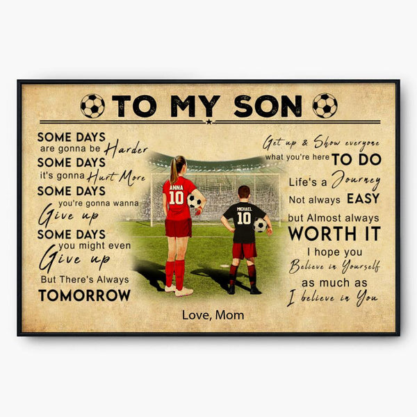 Custom Personalized Motivational Soccer Poster, Canvas with custom Name, Number, Appearance & Landscape, Vintage Style, Sport Gifts For Daughter, Son From Mom NTB0330B01DP