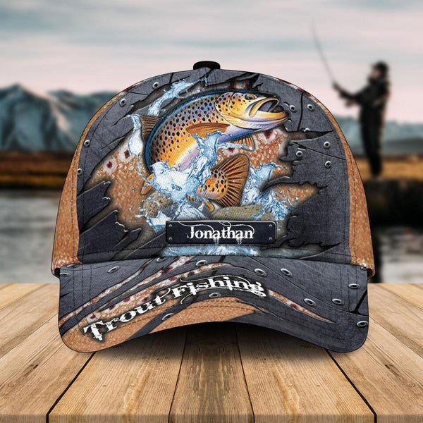 Custom Personalized Trout Fishing Cap with custom Name, Fish Aholic Fish Scales Orange NNH0210B01SA02