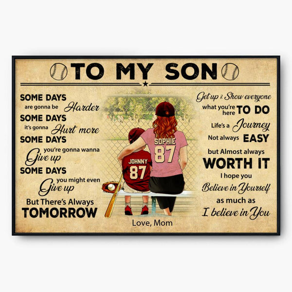 Custom Personalized Baseball Poster, Canvas with custom Name, Number, Appearance & Landscape, Vintage Style, Sport Gifts For Son, Baseball Poster, Baseball Room Decor, Baseball Wall Decor, Baseball Poster Ideas NTB0419B02DP