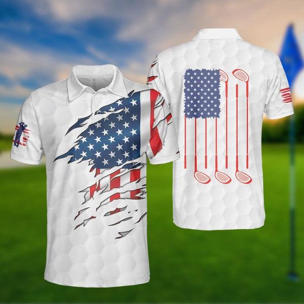 Custom Personalized Golf Polo Shirt with custom Name, Golf American Flag, Usa Flag Golf Shirt, Patriotic Golf Shirt For Men NNH0119B75
