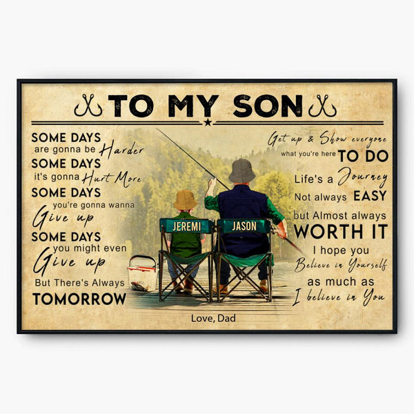 Custom Personalized Fishing Poster, Canvas, Gifts For Son With Custom Name, Number, Appearance & Landscape NTB0526B01DP