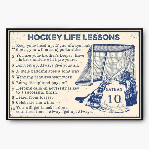Custom Personalized Ice Hockey Poster, Canvas, Hockey Life Lessons, Hockey Gifts With Custom Name & Number NTB0522B10