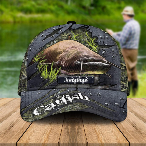 Customs Personalized Catfish Cap with custom Name, Fishing Hat Grass 3 NNH0215B01SA