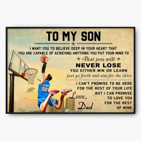 Custom Personalized Basketball Poster, Canvas, Vintage Style, Sport Gifts For Son, Gifts For Basketball Son, Basketball Lover Gifts, Personalized Basketball Gifts, Gift For A Basketball Player With Custom Name, Number & Appearance LMD0629B01SA