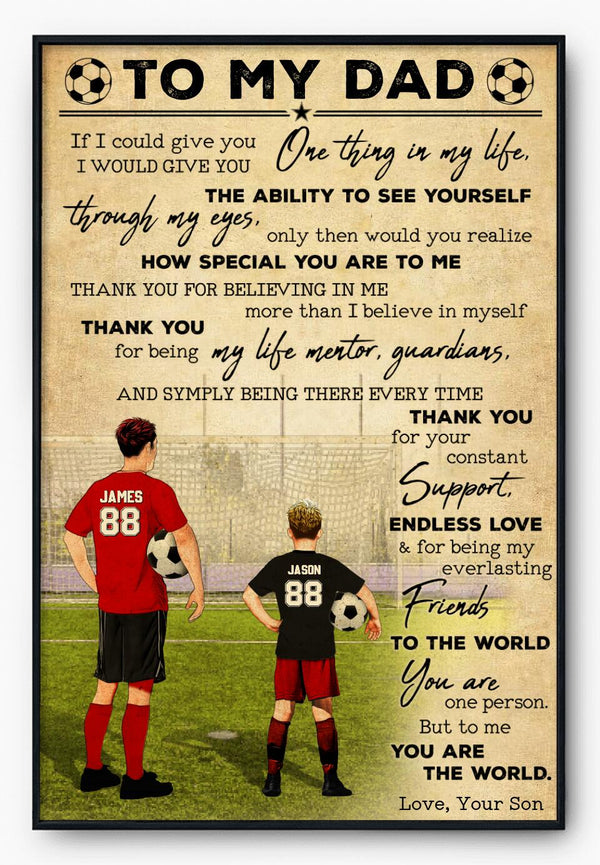 Custom Personalized To My Dad Soccer Poster, Canvas, Gifts For Dad, Soccer Gift, Gifts For Soccer Players With Custom Name, Number, Appearance & Landscape NTB0426B02SA