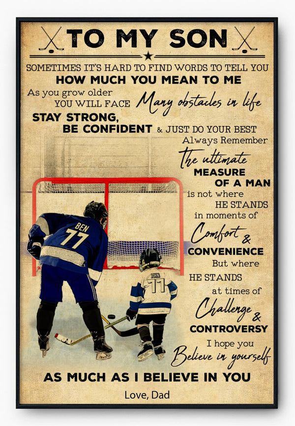 Custom Personalized Ice Hockey Poster, Canvas, Hockey Gifts, Gifts For Hockey Player, Sport Gifts For Son With Custom Name, Number, Appearance & Landscape NTB1506B03SA