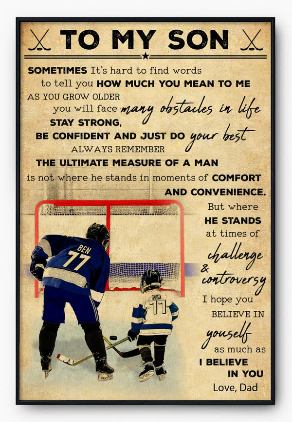 Custom Personalized Ice Hockey Poster, Canvas, Hockey Gifts, Gifts For Hockey Player, Sport Gifts For Son With Custom Name, Number, Appearance & Landscape NTB1506B01SA
