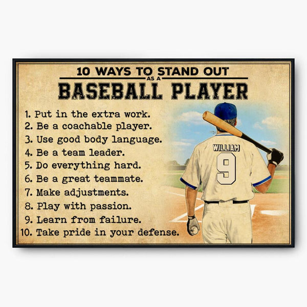 Custom Personalized Baseball Poster, Canvas, Vintage Style, Sport Gifts For Son, Baseball Poster, Baseball Room Decor, Baseball Wall Decor, Baseball Poster Ideas With Custom Name, Number & Appearance NTB0517B01SA