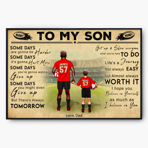 Custom Personalized Rugby Poster, Canvas, Vintage Style, Sport Gifts For Son With Custom Name, Number & Appearance NTB0613A03DP