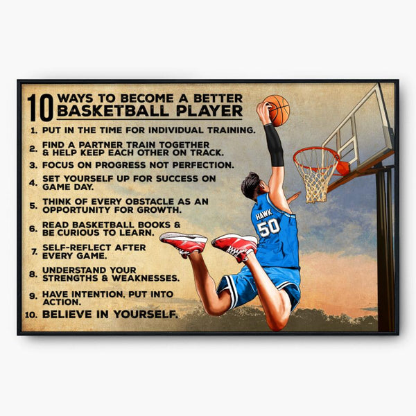 Custom Personalized Basketball Poster, Canvas, Vintage Style, Sport Gifts For Son, Gifts For Basketball Son, Basketball Lover Gifts, Personalized Basketball Gifts, Gift For A Basketball Player With Custom Name, Number & Appearance LMD0712B01DP
