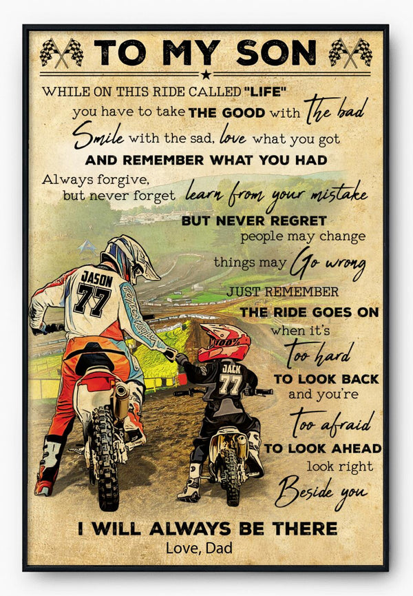 Custom Personalized Motocross Poster, Canvas, Vintage Style, Dirt Bike Gifts For Son, Gift For Daughter With Custom Name, Number & Appearance NTB1606B03SA