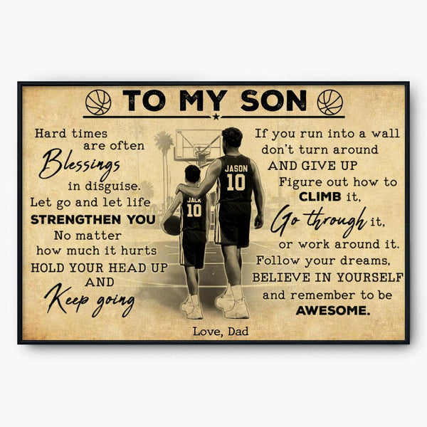 Custom Personalized Basketball Poster, Canvas, Vintage Style, Sport Gifts For Son, Gifts For Basketball Son, Basketball Lover Gifts, Personalized Basketball Gifts, Gift For A Basketball Player With Custom Name & Number LMD0713B01SA