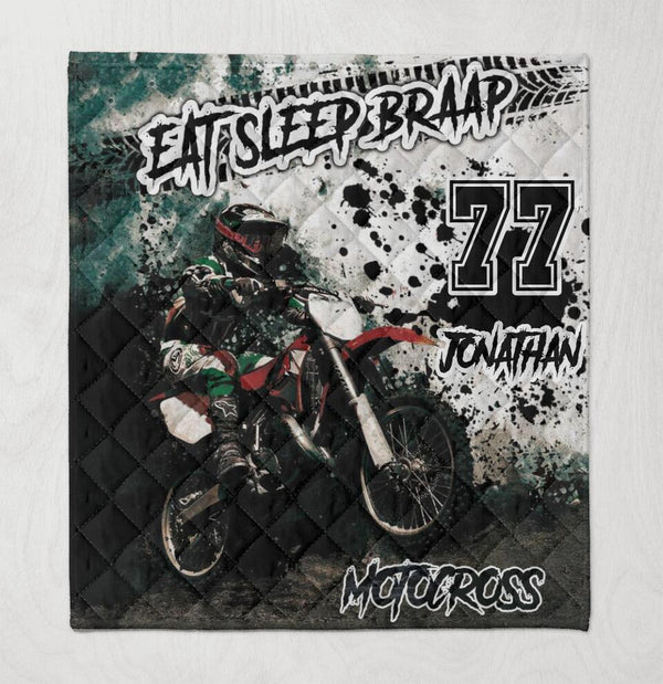 Motocross Eat Sleep Braap Name & Number Custom Personalized Quilt Dbq0831A10Edp