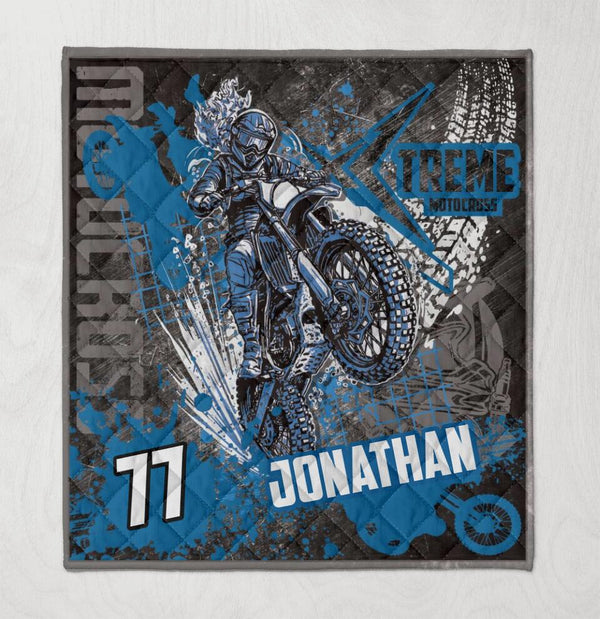 Motocross Racing Girl Name Custom Personalized Quilt Thedp0804001