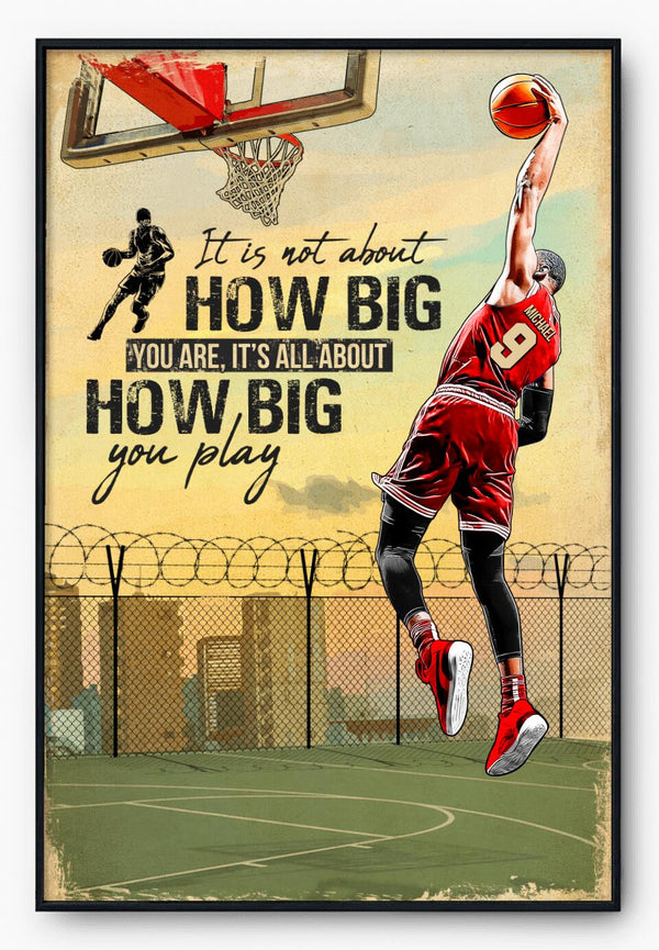 Custom Personalized Basketball Poster, Canvas, Vintage Style, Sport Gifts For Son, Gifts For Basketball Son, Basketball Lover Gifts, Personalized Basketball Gifts, Gift For A Basketball Player With Custom Name, Number & Appearance LMD0719B01DP