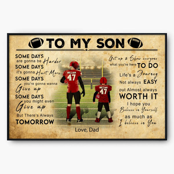 Custom Personalized Football Poster, Canvas with custom Name, Number, Appearance & Landscape, Football Decoration, Football Gift, Gift For Football Player NTB0329B01DP