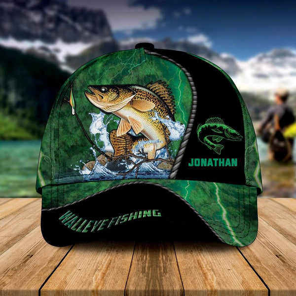 Custom Personalized Walleye Cap with custom Name, Fish Aholic Light Green NNH0217B01SA1