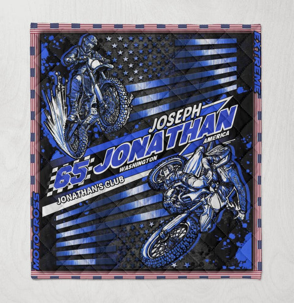 Motocross Usa Flag Name Number State Club Personalized Quilt Thesa0812002