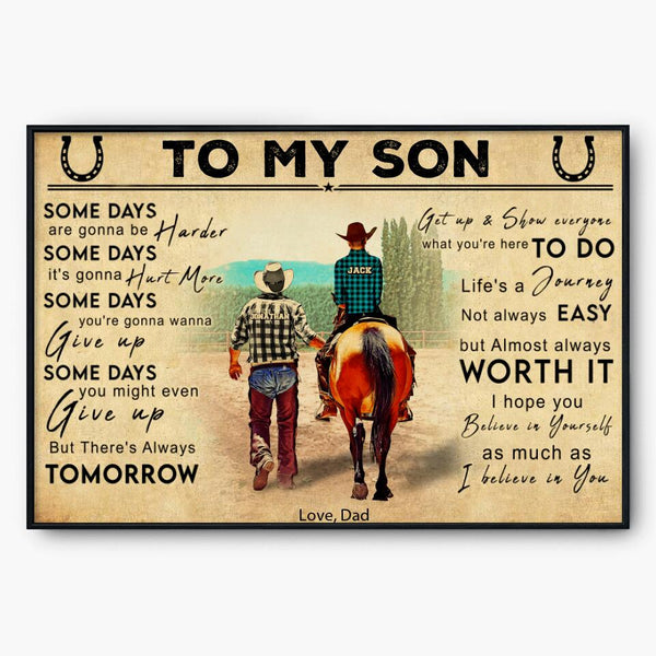 Custom Personalized Horse Poster, Canvas, Vintage Style, Poster To My Son Horse, Riding Horse Gifts For Kid, Gifts For Daughter Riding Horse With Custom Name Appearance & Landscape NTT0808B01DA