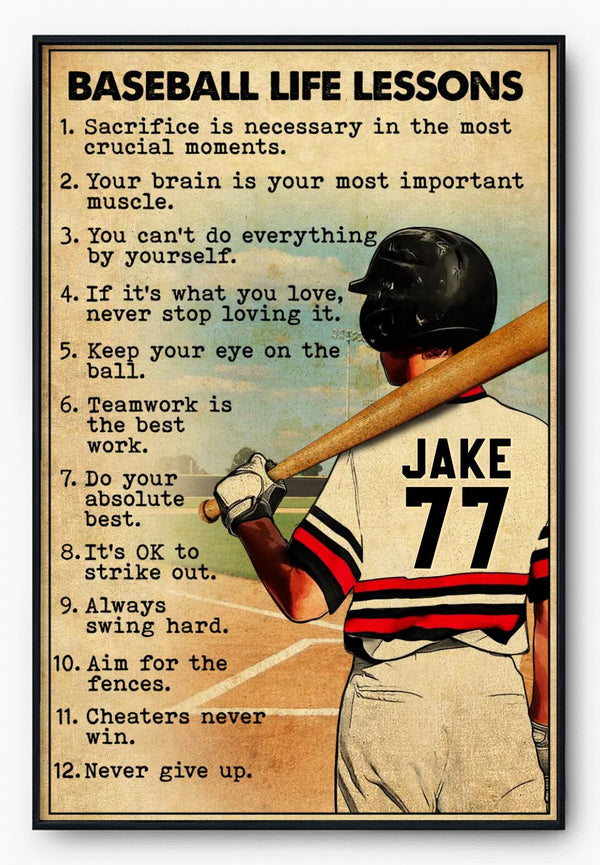 Custom Personalized Baseball Poster, Canvas, Vintage Style, Baseball Gifts, Baseball Poster, Baseball Room Decor With Custom Name, Number & Appearance LMD0822B04DA