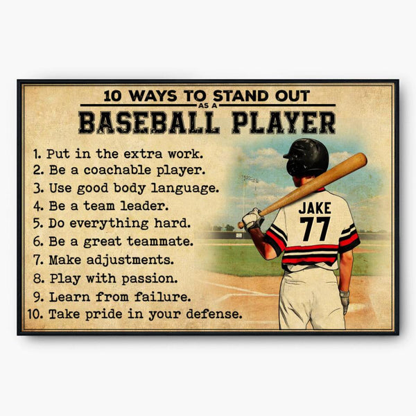 Custom Personalized Baseball Poster, Canvas, Vintage Style, Baseball Gifts, Baseball Poster, Baseball Room Decor With Custom Name, Number & Appearance LMD0822B03DA