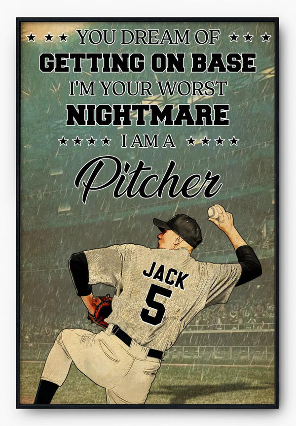 Custom Personalized Baseball Poster, Canvas, Vintage Style, Baseball Gifts, Baseball Poster, Baseball Room Decor With Custom Name, Number & Appearance NTT0811B01DA