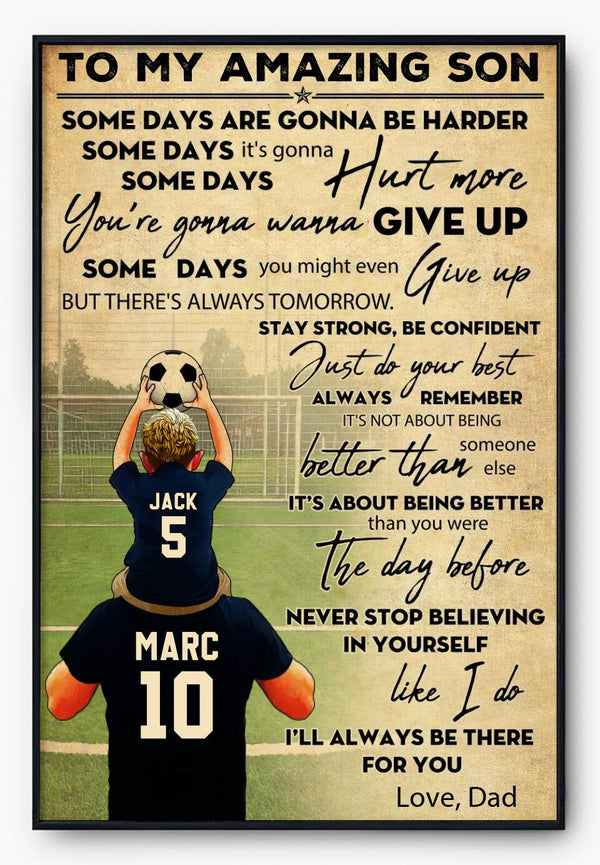 Custom Personalized To My Son Soccer Poster, Canvas, To My Son Soccer Gift, Gifts For Soccer Players, Sport Gifts For Son, Soccer Lover Gifts With Custom Name, Number & Appearance NTT0819B01DA1