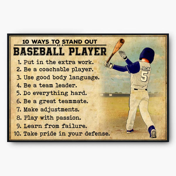 Custom Personalized Baseball Poster, Canvas, Vintage Style, Baseball Gifts, Baseball Poster, Baseball Room Decor With Custom Name, Number & Appearance LMD0812B01DA