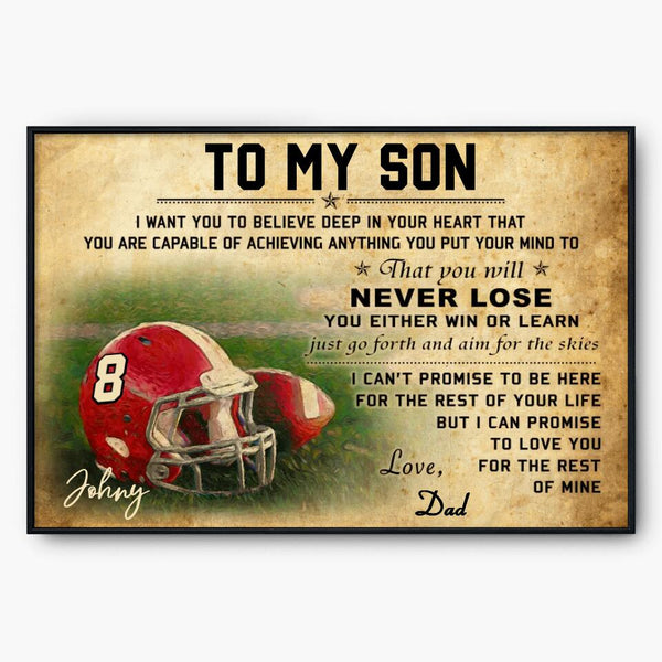 Custom Personalized Football Poster, Canvas, Vintage Style, Sport Gifts For Son, Football Lover Gifts, Gift For A Football Player With Custom Name & Number LTL0820B01DA