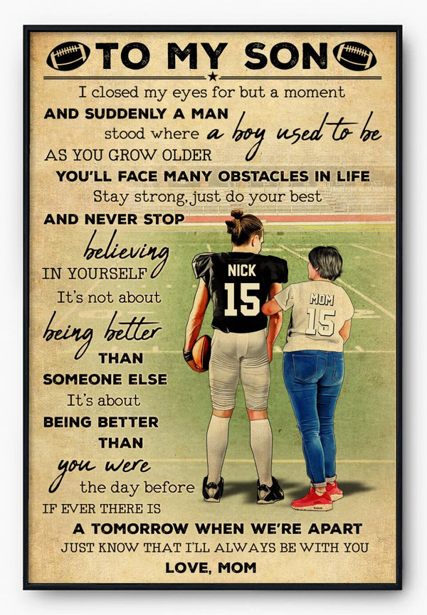 Custom Personalized Football Poster, Canvas, Vintage Style, Sport Gifts For Son, Football Lover Gifts, Personalized Football Gifts, Gift For A Football Player With Custom Name, Number & Appearance LTL0809B01DA