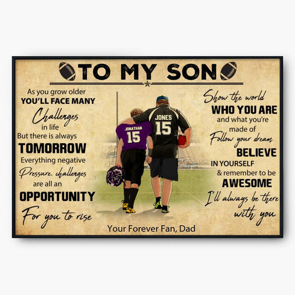 Custom Personalized Football Poster, Canvas, Vintage Style, Sport Gifts For Son, Football Lover Gifts, Personalized Football Gifts, Gift For A Football Player With Custom Name, Number & Appearance LMD0830B01DA
